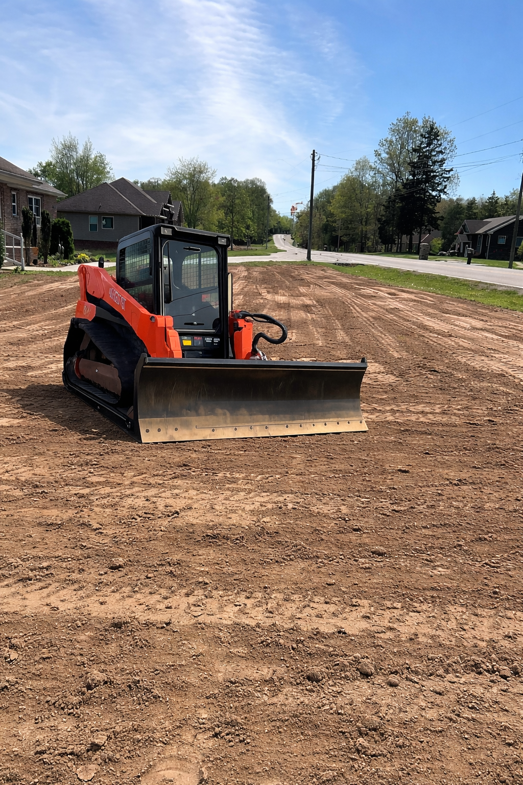 Professional land clearing equipment on a cleared property
